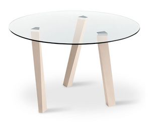 GLAM, Table ronde avec plateau en verre et 3 pattes inclines