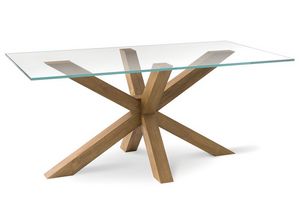 LORD, Table moderne avec plateau en verre, pour le salon