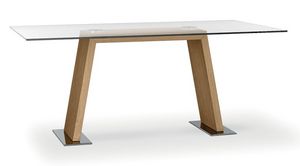 SPIGA, Table rectangulaire avec plateau en verre transparent