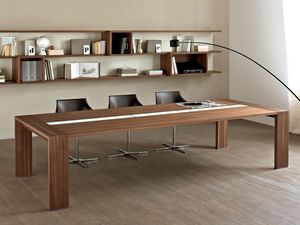 Accademia meeting table, Table en bois pour la salle de runion, avec guide-cble