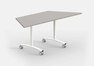 Archimede AT, Table sur roulettes avec plateau trapzodal rabattable et modulable