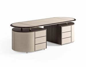 Scribe 0181, Bureau avec haut ovale, avec des inserts en cuir ou en tissu