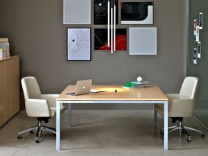 Asterisco In meeting table, Table de bureau avec plateau en bois