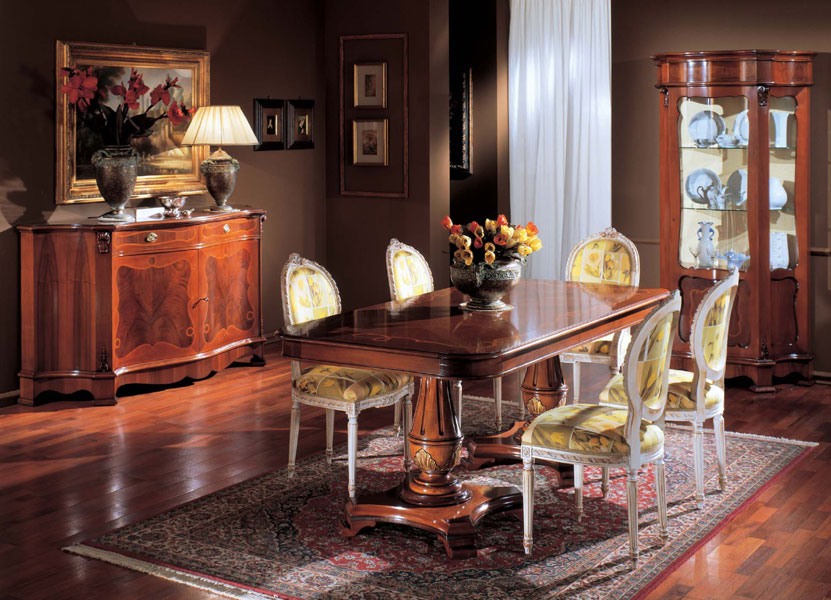 3190 TABLE, Incrusté table en bois, avec 2 lits, pour les classiques salons