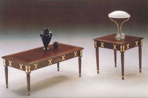 2825 TABLE BASSE RECTANGULAIRE, Classique sculpté table basse en bois, finition à la feuille d'or