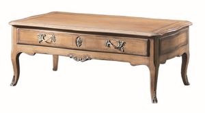 Alessio FA.0132, Table provençale avec un tiroir, embelli avec des petites décorations florales, idéal pour les environnements de style classique