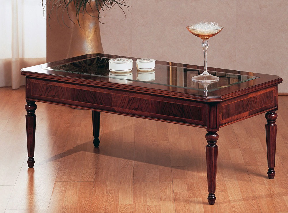 Art. 229, Table classique de café, de luxe, avec plateau en verre, pour Villa