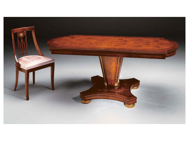 IMPERO / table de salle à manger avec pied B, Table à manger en bois de frêne, de style classique