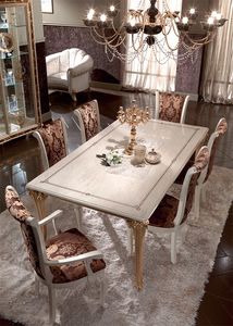 Raffaello table, Tables  manger classique, en bois dcores avec des feuilles d'or, pour de prestigieuses salles  manger