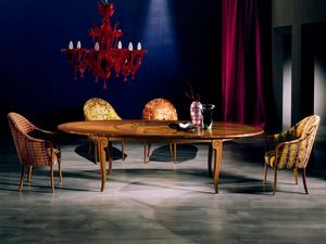 TA31 Arte, Table extensible, bois marquet, pour le salon