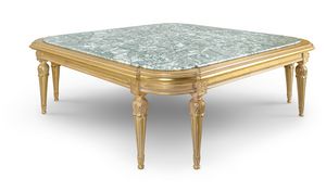 Table basse 4973, Table basse de style classique, avec plateau en marbre, base sculpt�e