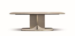 Voyage table, Table de luxe contemporain avec dessus en marbre, base en cuir