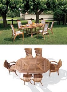 Eclypse table ovale extensible, Extension de table ovale en bois pour le jardin