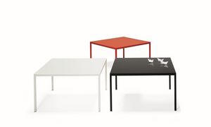 Ernesto Ice Outdoor, Table carrée, en aluminium laqué, supérieure disponibles en différents matériaux
