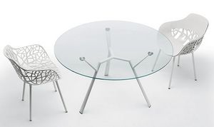 Radice Quadra 9513 Table, Table ronde en aluminium avec plateau en verre