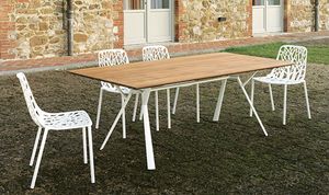 Radice Quadra 9820T Table, Table avec dessus en teck rectangulaire, avec base en aluminium