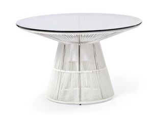 Tibidabo tableau, Table ronde en acier, avec dessus en verre, pour l'extrieur