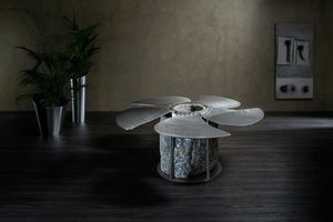 Helix, Table avec plateau en acier inoxydable en forme d'hlice
