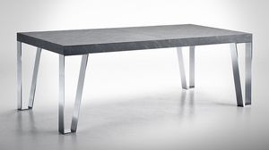 Kyoto extendable, Table extensible avec des pieds en acier, ardoise top