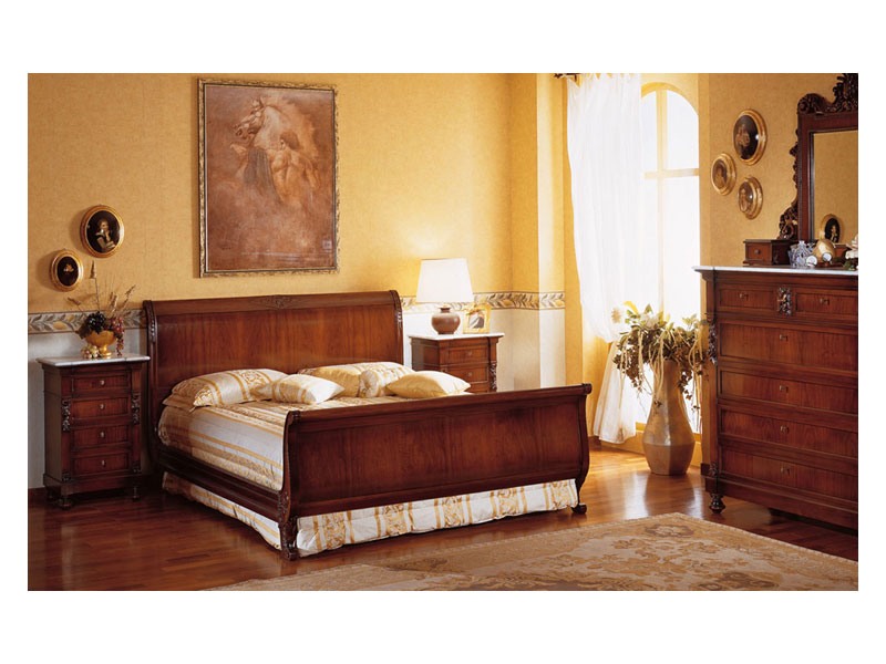 Art. 973 bedside table '800 Siciliano, Chevets en bois, avec dessus en marbre, pour des hôtels de luxe