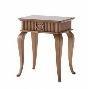 Art. CA723, Table de chevet en bois, style classique, avec tiroir