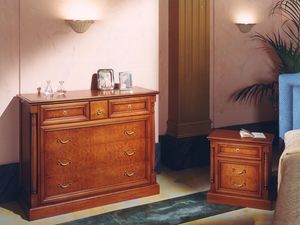 Impero Bedside Table, Table de chevet en bois pour les chambres, de style classique