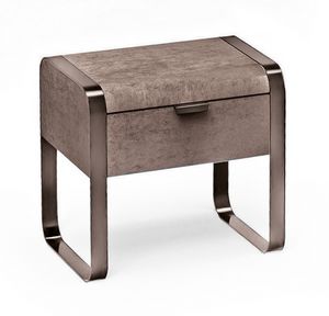 Elvis table de chevet, Table de chevet moderne recouverte de cuir