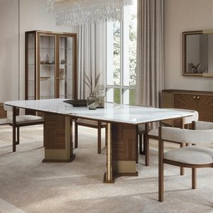 BRERA BRETAMAR / table avec plateau en marbre, Table en bois avec plateau en marbre