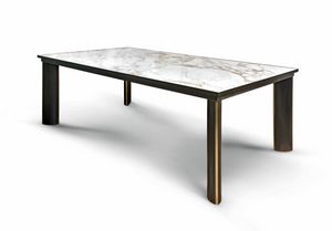 Ginxi, Table en mtal avec plateau en marbre