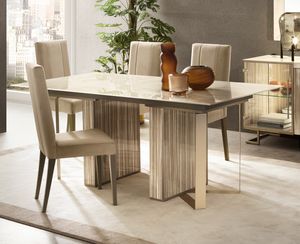 LUCE LIGHT table, Table  manger avec plateau en marbre Onyx