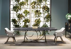 Rodin table, Table avec base en m�tal et plateau en marbre