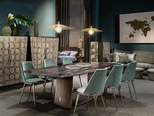 Teseo table, Table �l�gante avec plateau en marbre