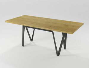 Doppiavi, Table rectangulaire en fer et bois