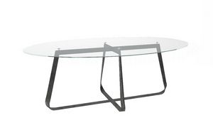 Levante, Table avec verre ovale ou dessus en marbre