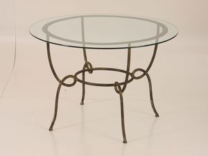 Round Table Viola, Table avec plateau en verre rond, pour une utilisation extrieure
