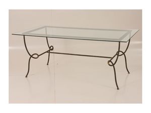Viola Table, Table rectangulaire avec plateau en verre pour usage extrieur