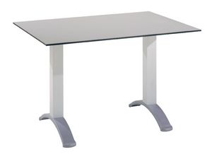 Table 120x80 cod. 07, Table rectangulaire avec 2 colonnes en aluminium de base