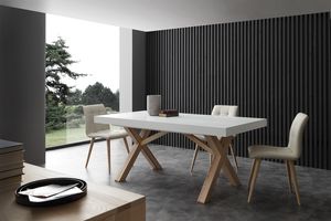 Art. 708 Leonardo, Table avec extension, en frne, avec dessus plaqu