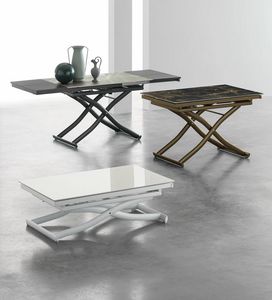 DIONE PLUS TA150, Consolle moderne transformable en table, plateau en verre