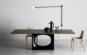Holo, Table design avec base en mtal avec trou ovale