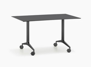 Ypsilon, Table de bureau sur roulettes, avec plateau rabattable