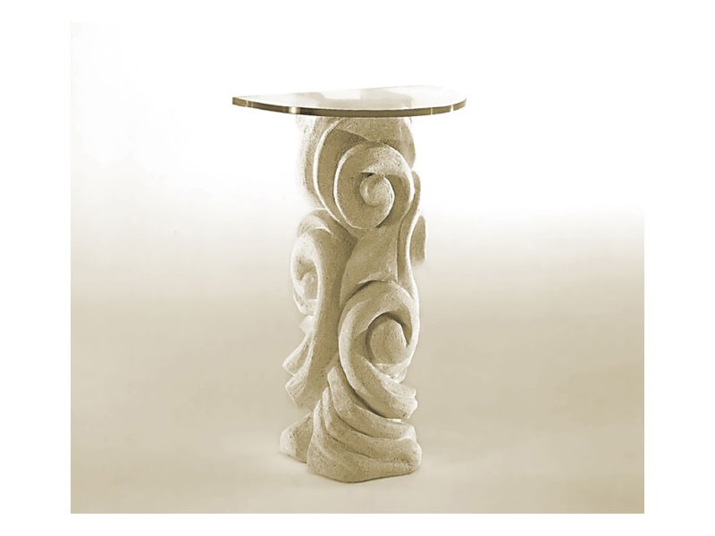 Apamea, Table avec pilier en pierre et verre