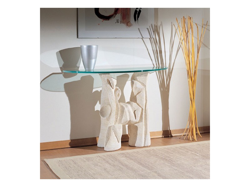 Magellano, Table avec base en pierre pour les salles de séjour, de style moderne