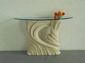 Santaclara, Table avec base sculptée, plateau en verre, pour les restaurants