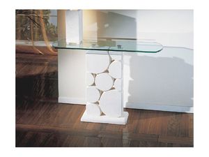 Sfera, Table avec colonne blanche sculptée en pierre