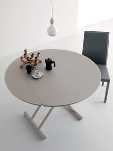 Simple Round 470, Table pliante, relevable avec pompe, plateau laqu