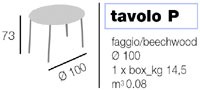 Tavolo P round, Table avec cadre rabattable, plateau rond, en hêtre