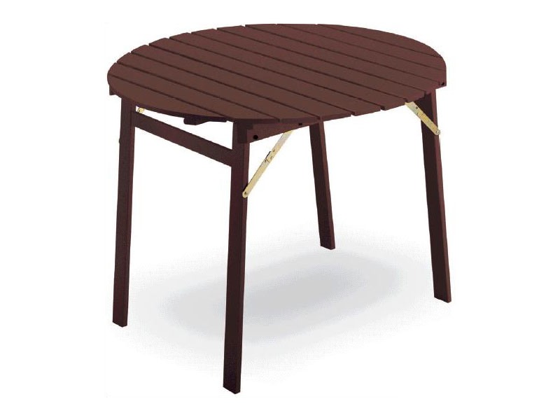 Tavolo P round, Table avec cadre rabattable, plateau rond, en hêtre