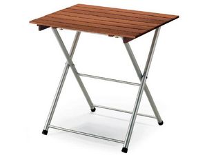 Tavolo Spring, Table pliante en métal, avec plateau en bois