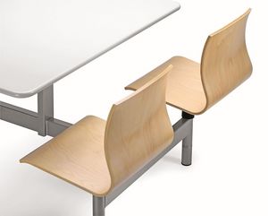 WEBWOOD W860, Table monobloc avec 4 chaises en contreplaqu, pour les cantines